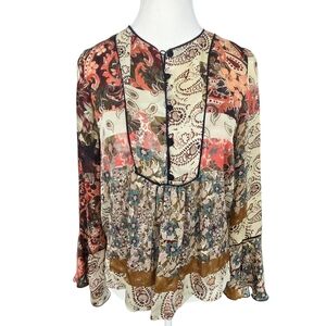 Zara Z1975 Denim Patchwork Blouse Size XS